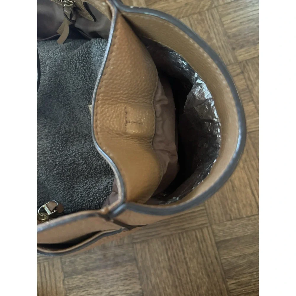 Tory Burch Thea Tan Grained Leather Tote Bag Diaper Bag As-Is